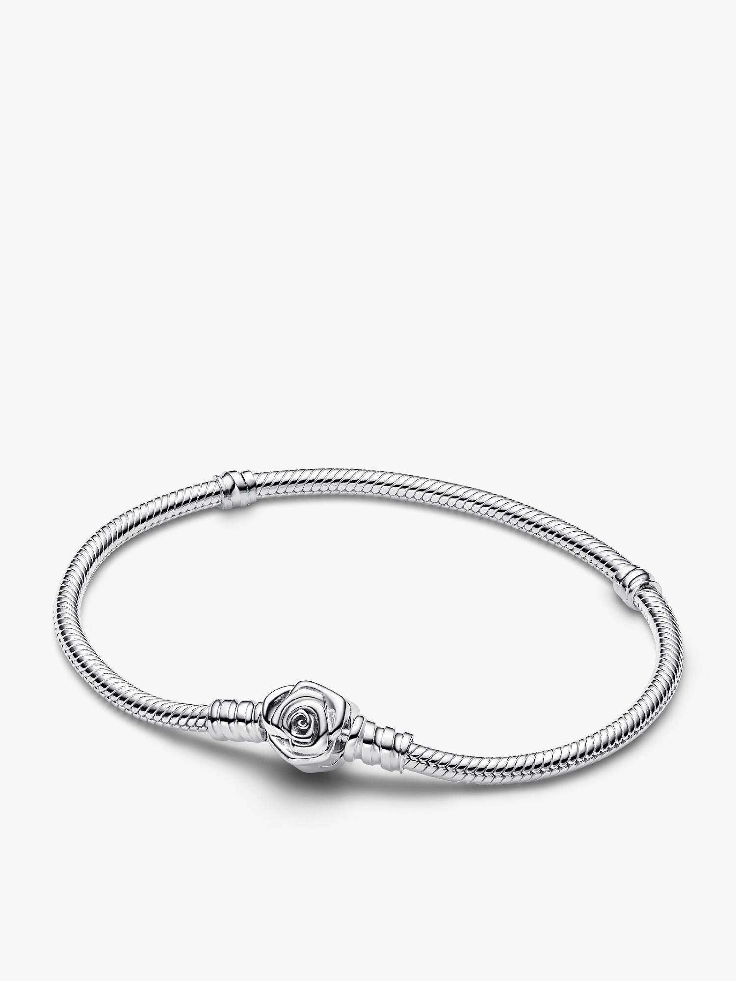 Brazalete Cadena de Serpiente Broche de Rosa en Flor