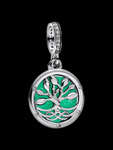 Charm colgante doble Árbol Infinito que brilla en la oscuridad