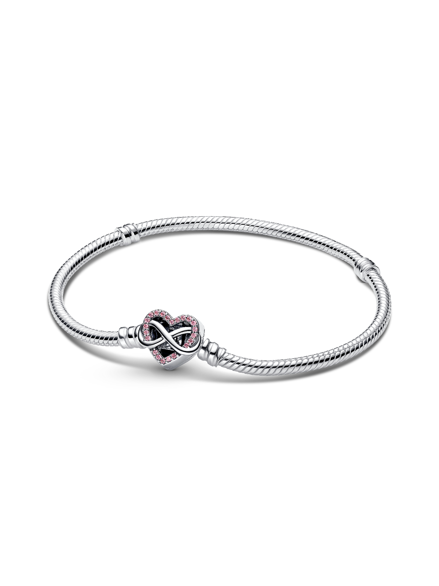 Pulsera cadena de serpiente con broche de Corazón Infinito Rosado brillante