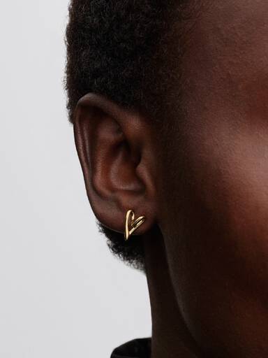 Aretes de botón Corazón con forma orgánica