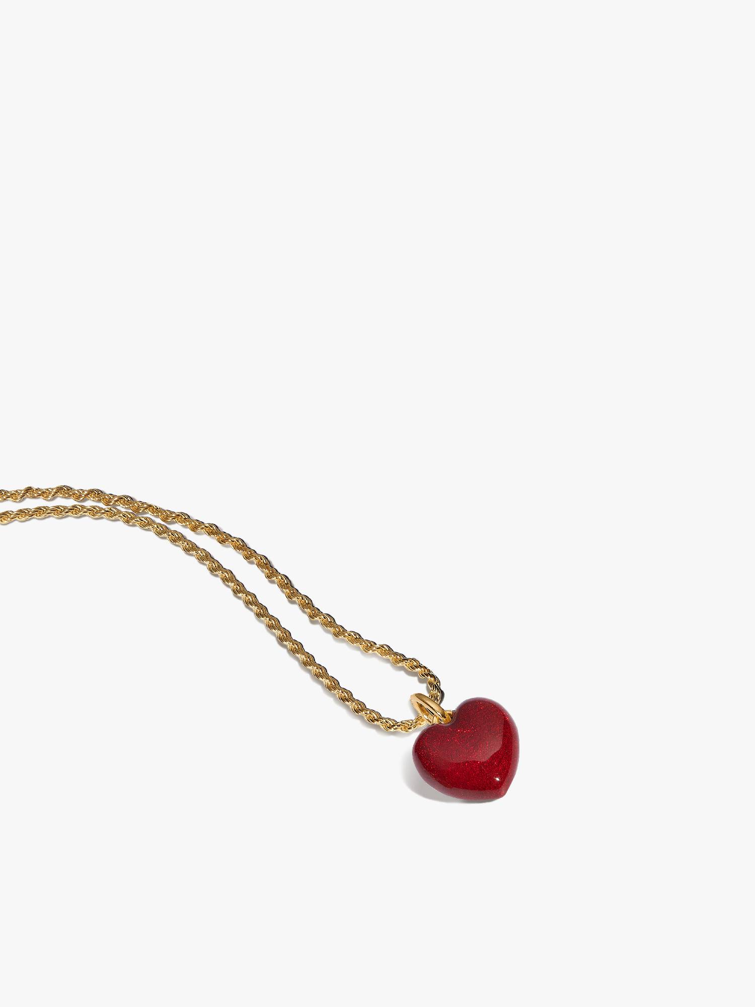 Collar con colgante de corazón abultado rojo
