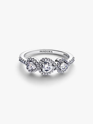 Anillo trilogía de corazones con halo