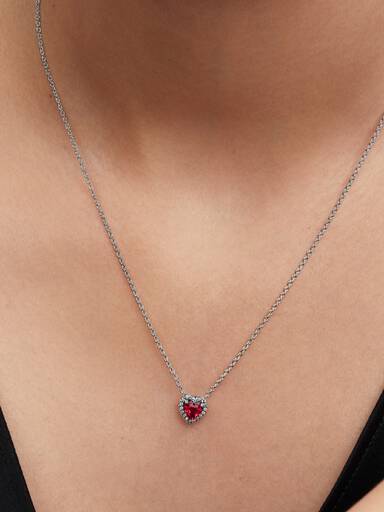 Collar collier Corazón elevado rojo