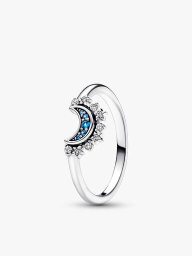Set de anillos celestiales de sol y luna brillantes