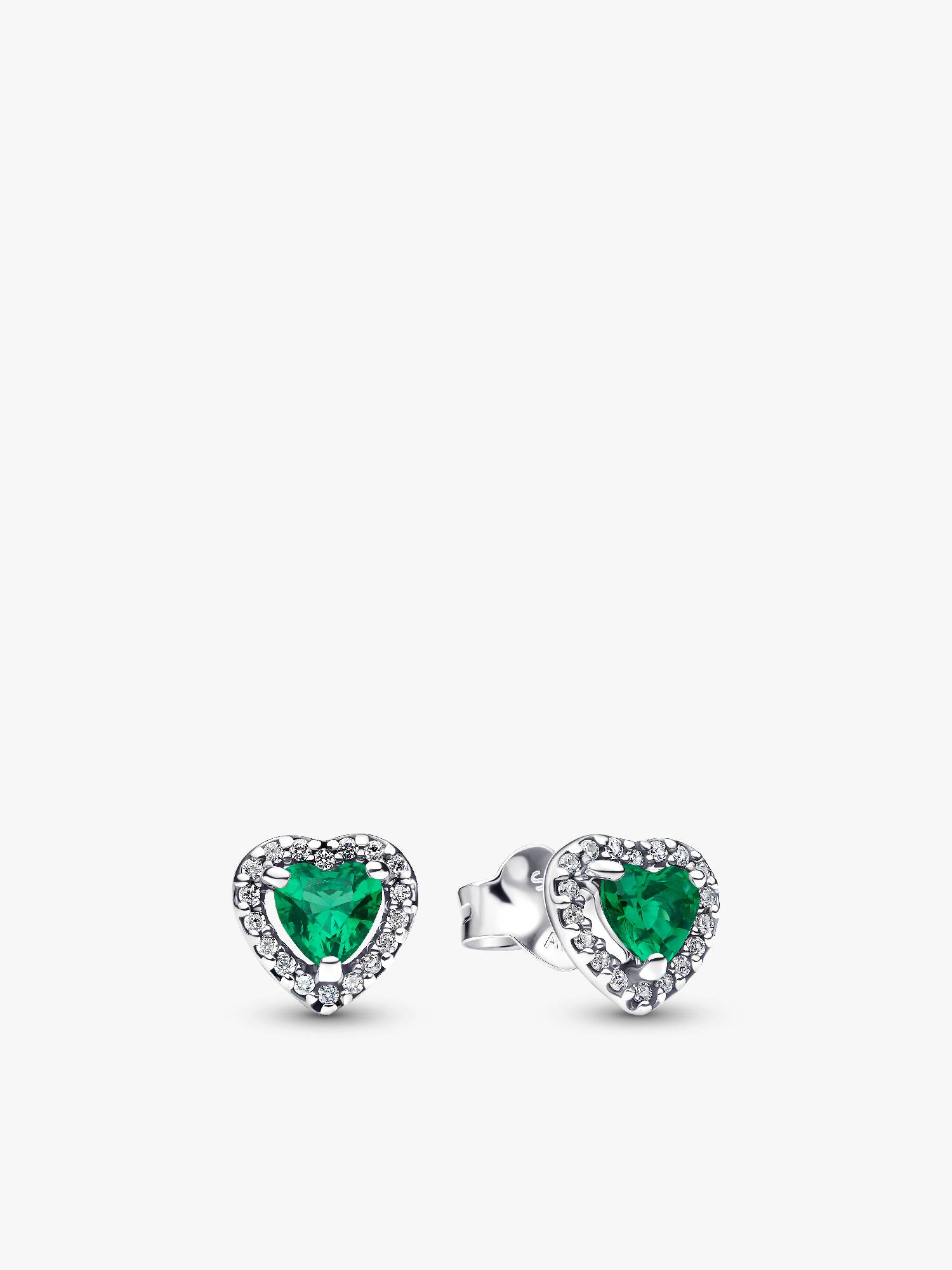 Aretes de botón Corazón verde elevado