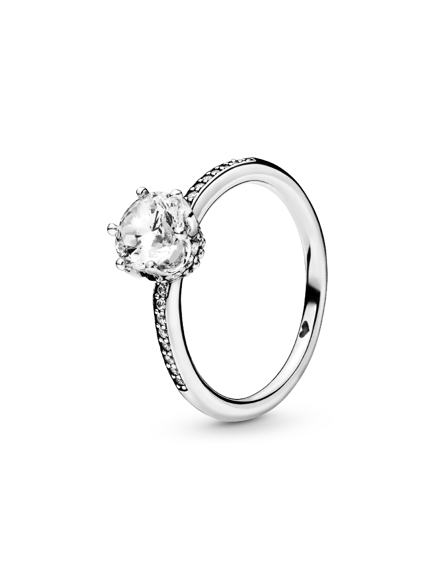 Anillo solitario Corona reluciente transparente
