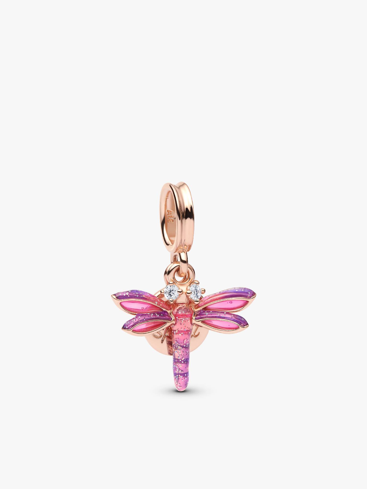 Charm colgante doble Libélula rosada