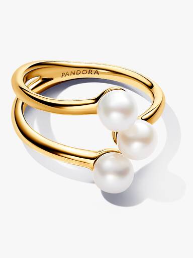 Anillo abierto de perla cultivada de agua dulce tratada