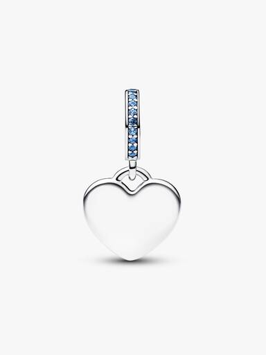 Charm colgante Corazón grabable con piedra color azul