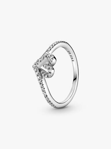 Anillo Hueso de los deseos con corazón reluciente
