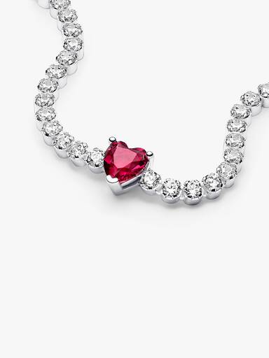 Brazalete de tenis Corazón Brillante Rojo