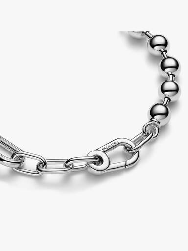 Brazalete de cadena de eslabones y cuentas de metal