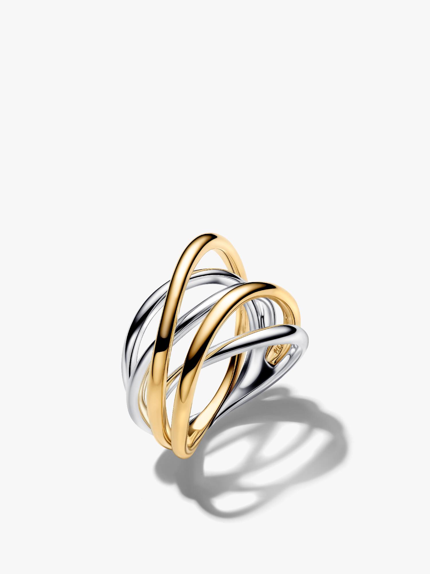 Anillo Bandas Entrelazadas en Dos Tonos