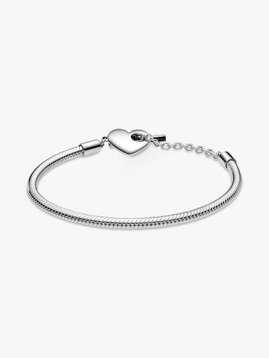 Brazalete con cadena tipo serpiente y barra en forma de corazón