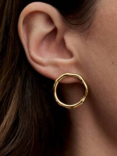 Aretes de botón Círculo de forma orgánica