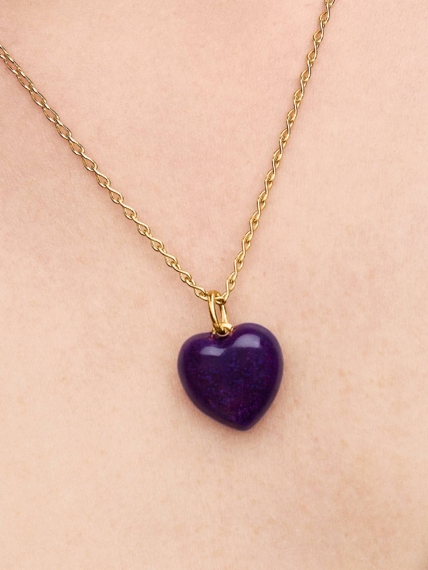 Charm colgante Corazón acolchado púrpura