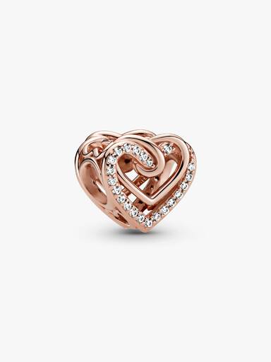 Charm Corazones entrelazados resplandecientes