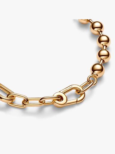 Brazalete de cadena de eslabones y cuentas de metal
