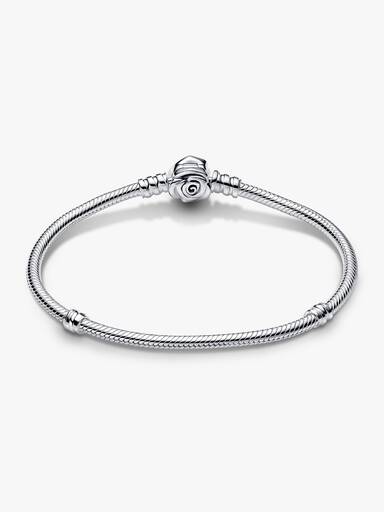 Brazalete Cadena de Serpiente Broche de Rosa en Flor