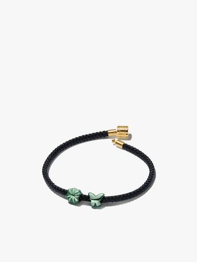 Set de pulsera de cordón con mini charms de mariposa y trébol