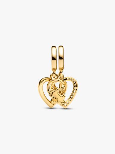 Charm Colgante pieza de rompecabezas divisible en forma de corazones