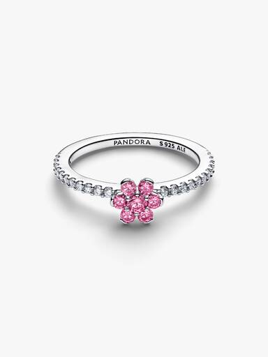 Anillo Margarita rosada reluciente