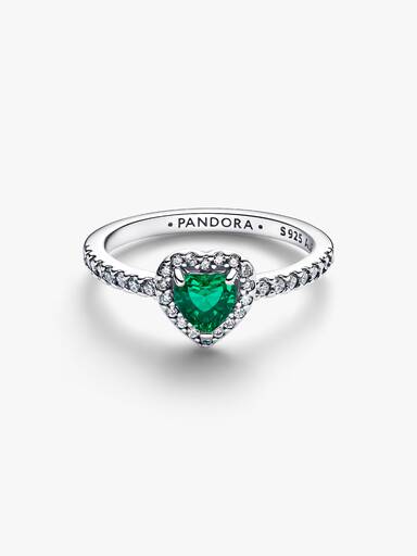 Anillo Corazón elevado verde real