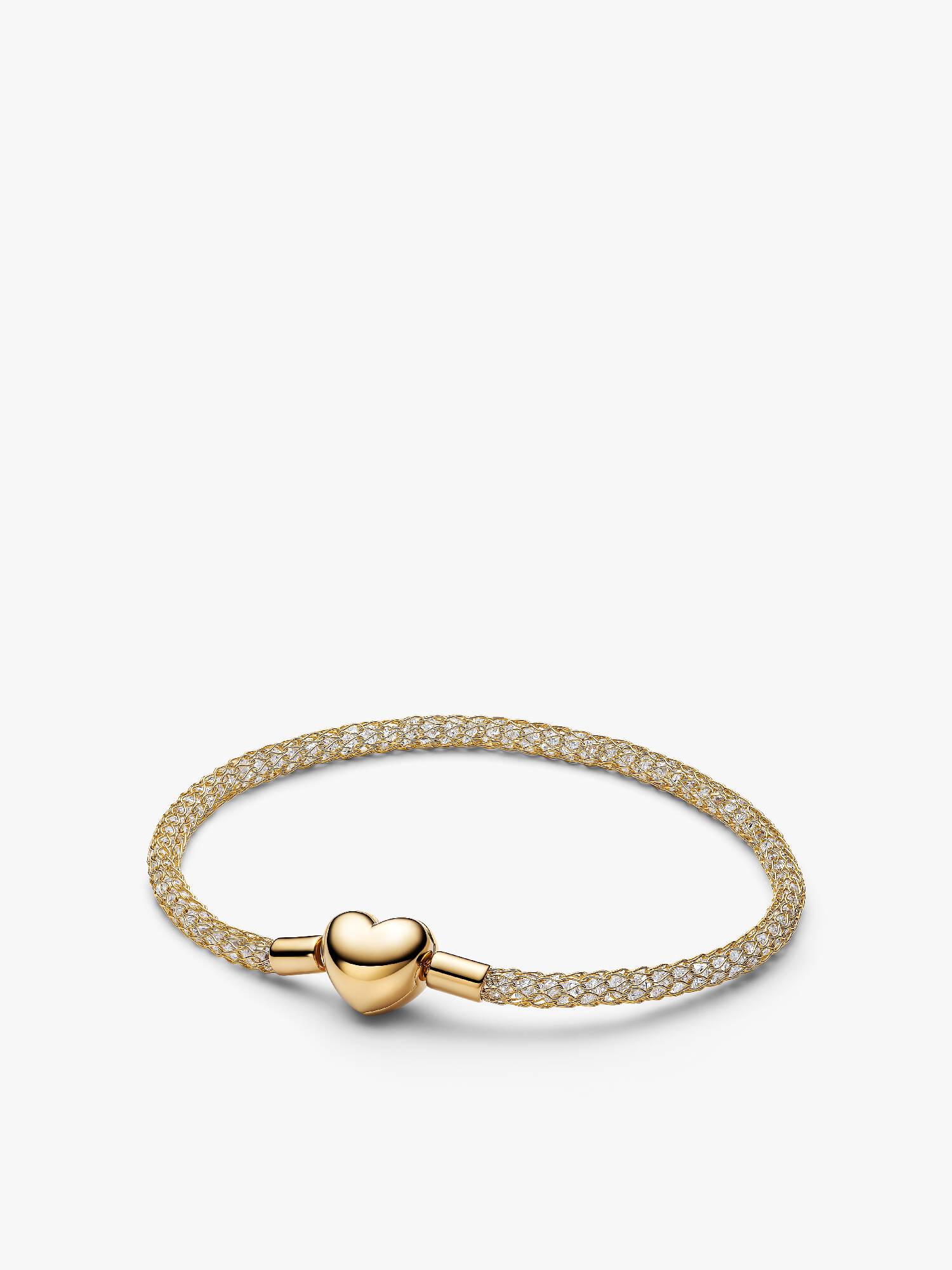 Pulsera de malla brillante con broche de corazón 