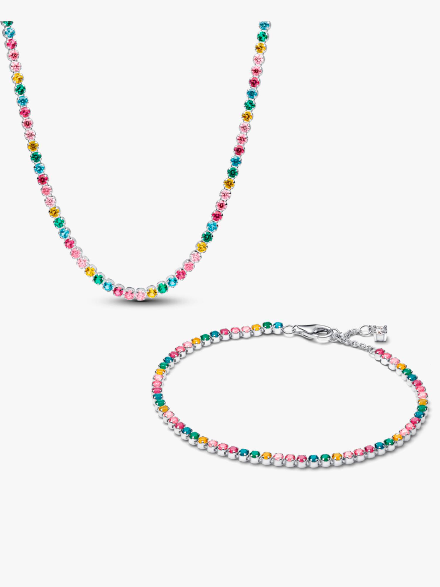 Set de Collar y Pulsera Tennis Arcoíris