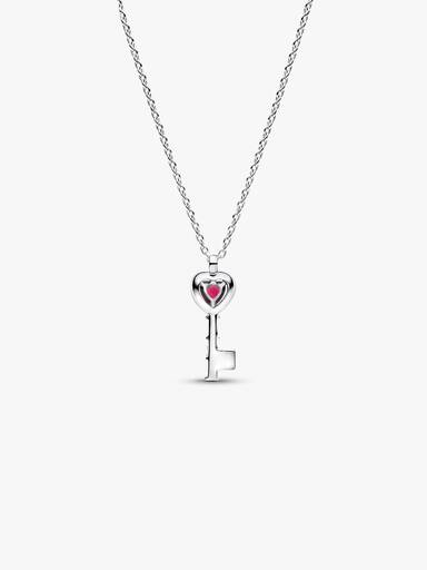 Collar collier con llave con corazón elevado