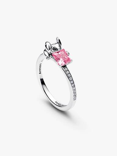 Anillo Stitch de Disney con Piedra Rosada