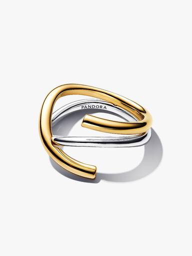 Anillo doble de dos tonos con forma orgánica