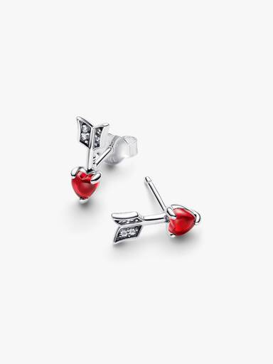 Aretes de botón Flecha y corazón de cristal Murano