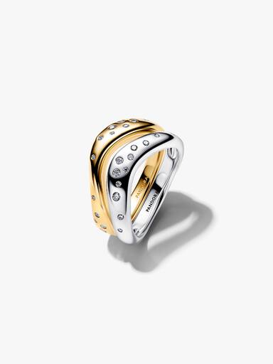 Anillos apilables de dos tonos de forma orgánica