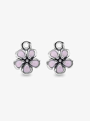 Colgantes para pendientes en plata de ley y esmalte rosa