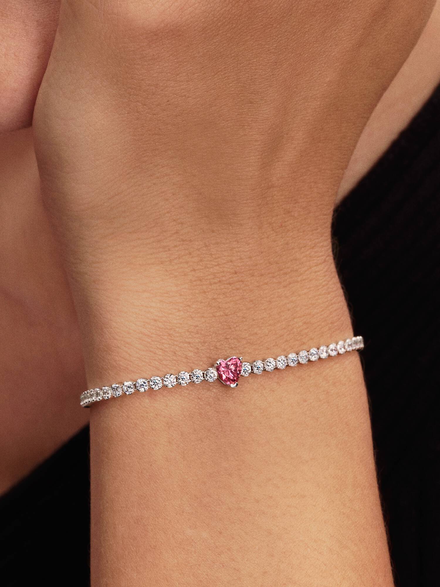 Brazalete de tenis Corazón Brillante rosa