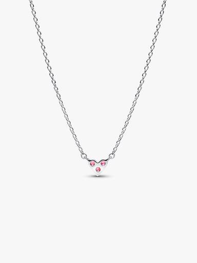 Collar Collier Corazón con tres piedras rosadas