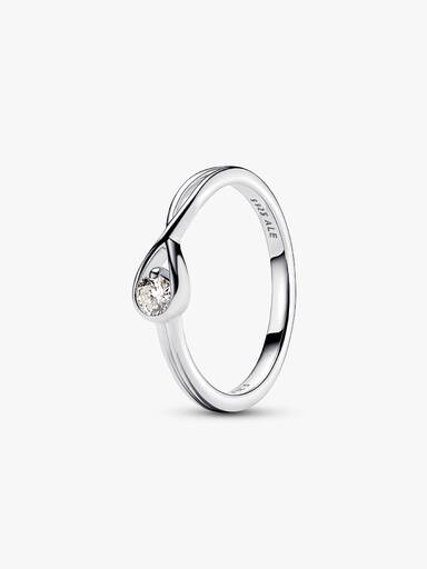 Sterling silver ring with 0.15 ct TW G-J VS+ round brilliant excellent cut lab-grown diamond