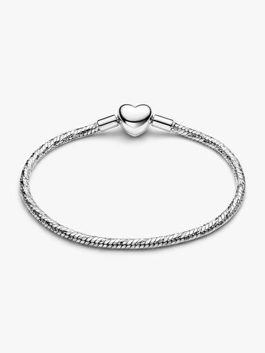 Brazalete de cadena de serpiente facetado con broche de corazón
