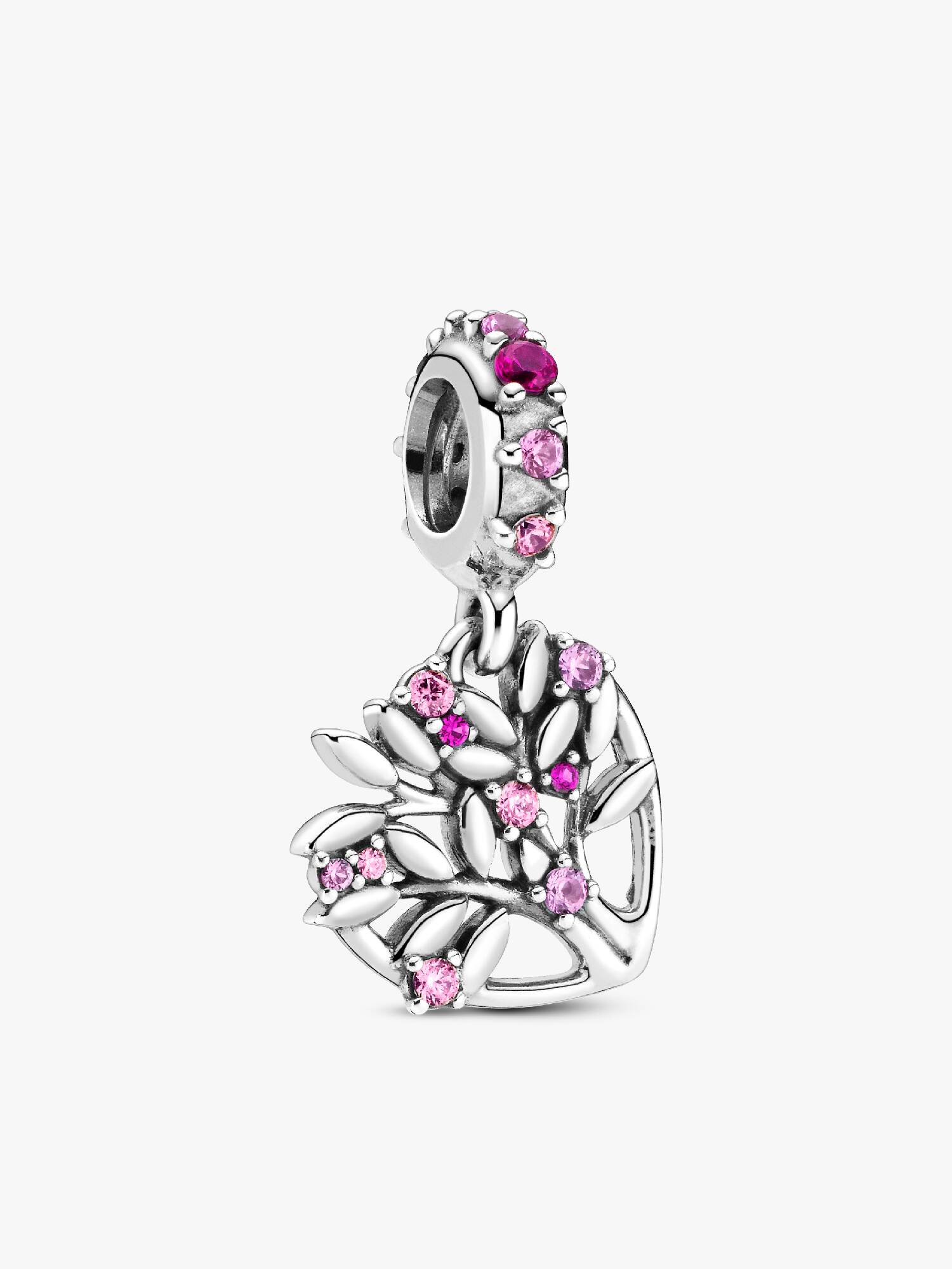 Charm colgante Corazón rosa con Árbol de Familia