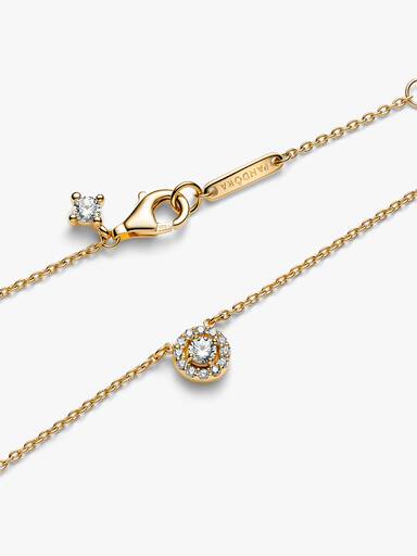 Collar con Colgante Halo Redondo en Pavé
