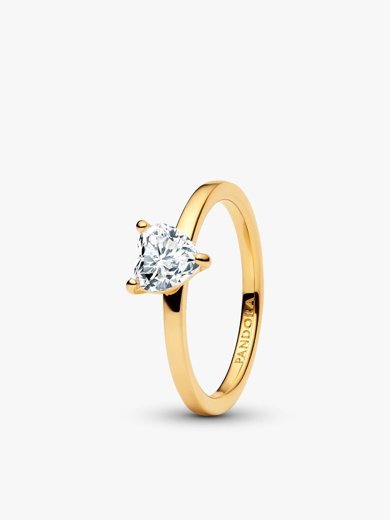Anillo Solitario Corazón Transparente Brillante