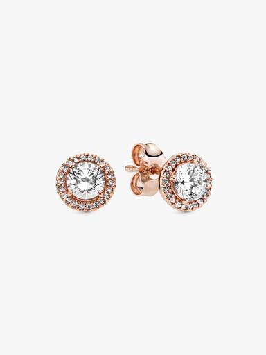 Aretes de botón Halo redondo brillante