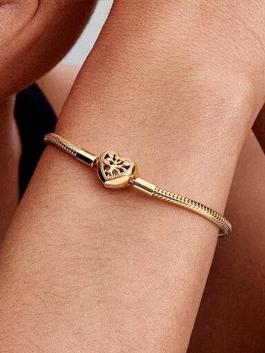 Brazalete cadena de serpiente con broche de corazón árbol de la familia