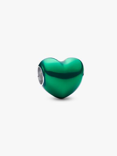 Charm Corazón Metálico Verde