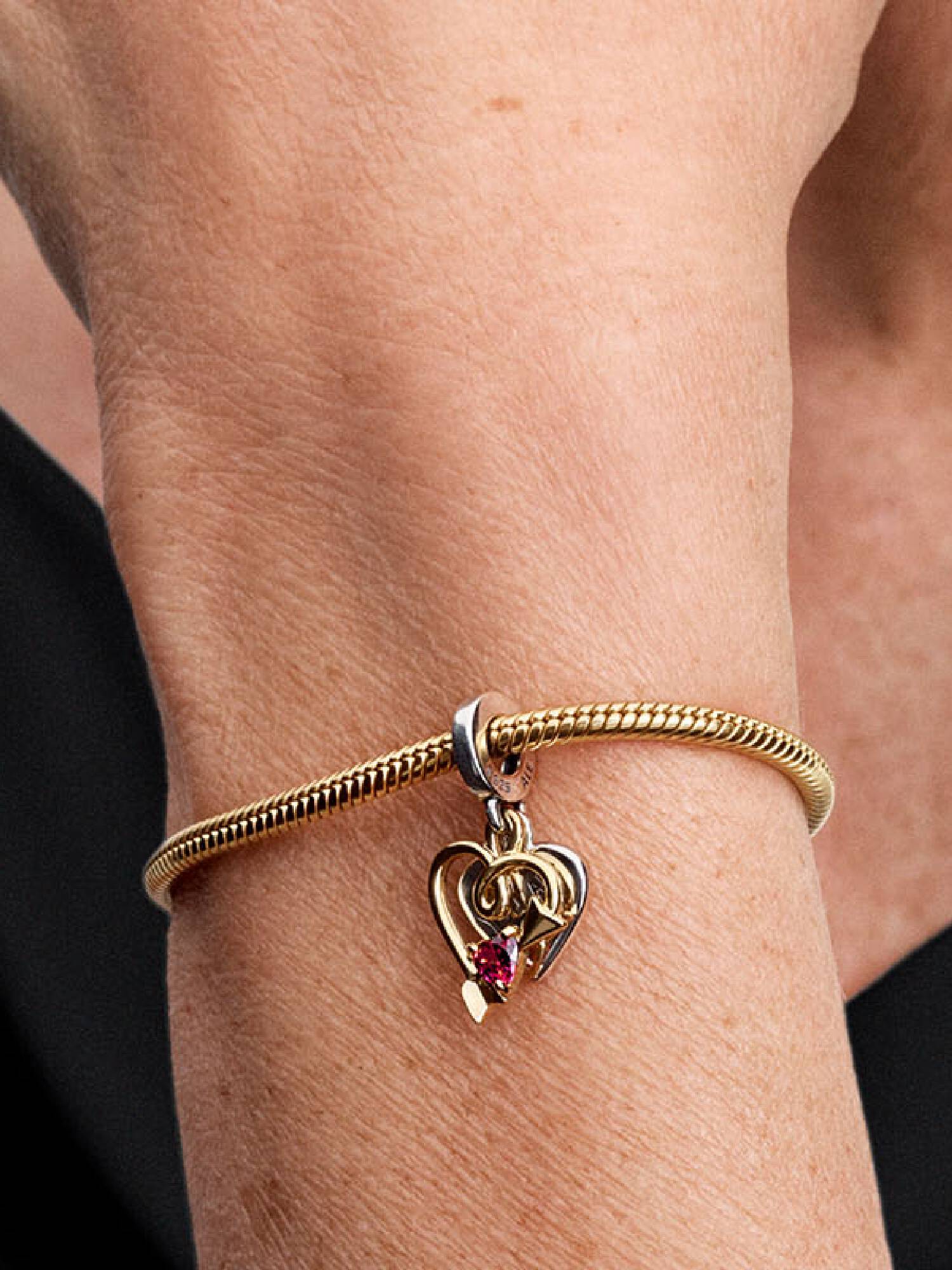 Charm colgante doble Flecha y Corazón grabable