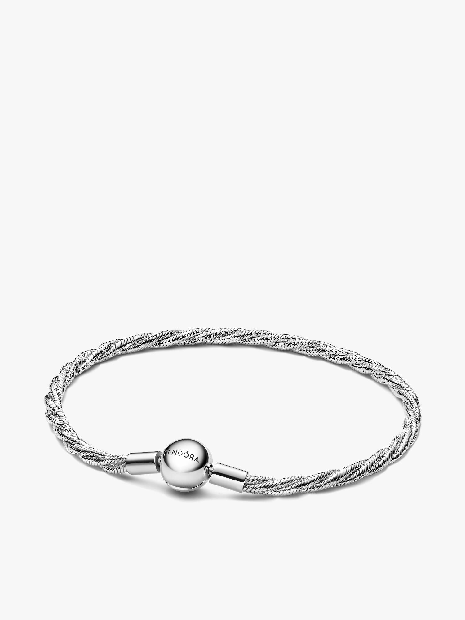 Brazalete cadena de serpiente trenzada con broche redondo de Pandora