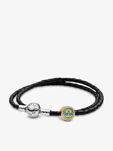 Set Pulsera de Cuero y Charm Brasil 2026 Brillante