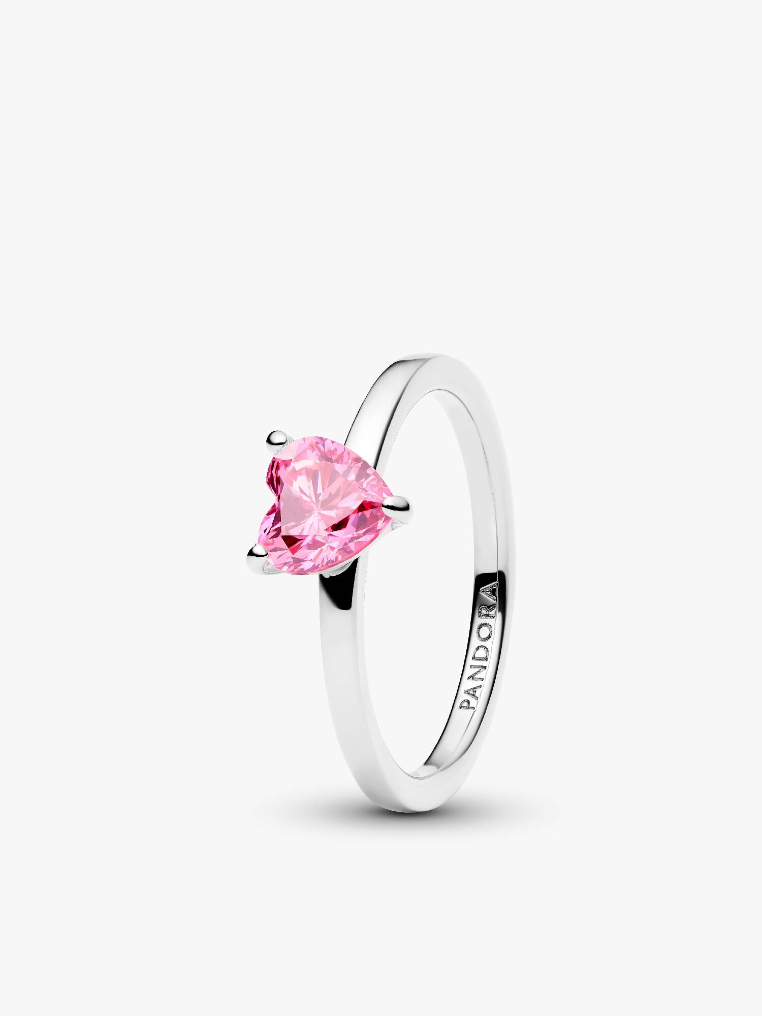 Anillo solitario Corazón rosado resplandeciente