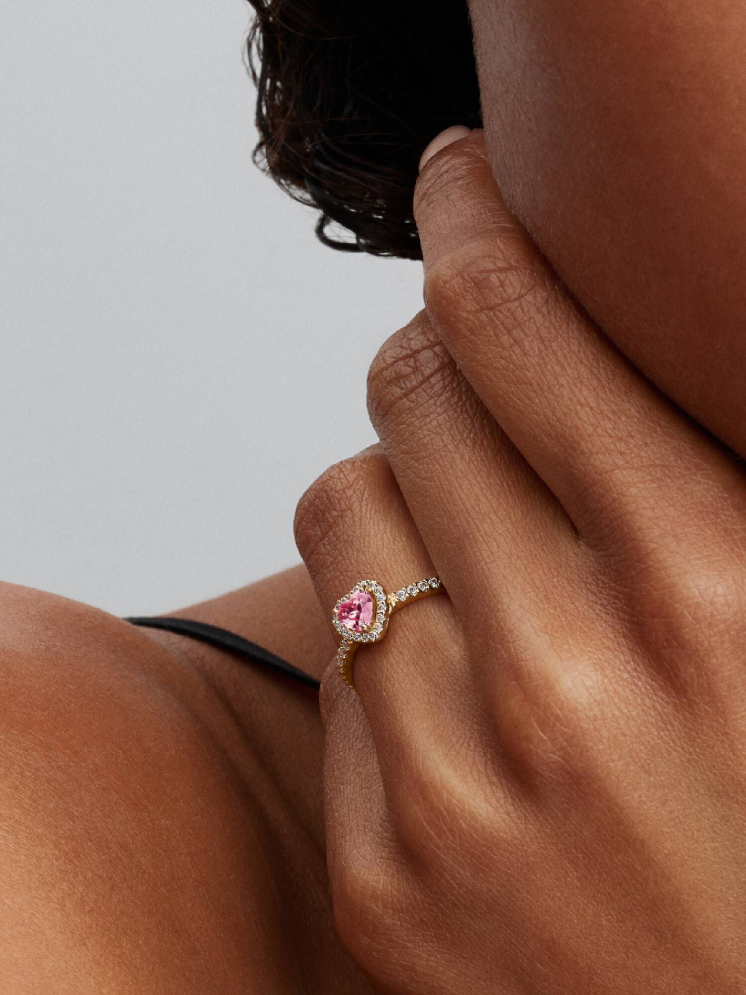 Anillo Corazón elevado rosado